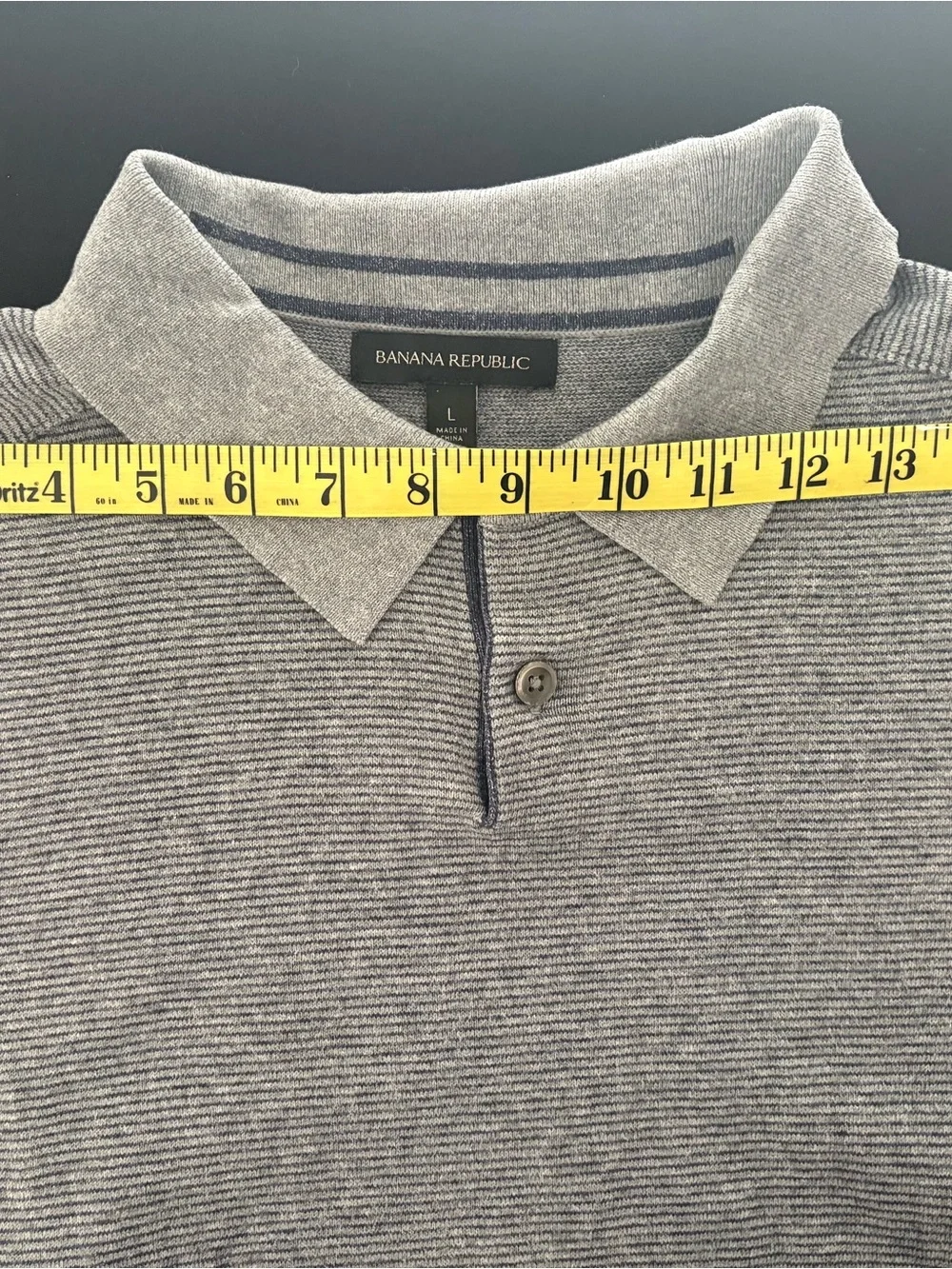 Banana Republic Men's Heathered Light Blue Polo